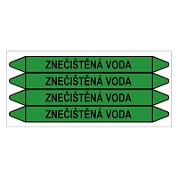 Značení potrubí, znečištěná voda,4 ks, 250 × 26 mm